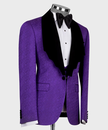 Velvet Lapel Purple Tuxedo