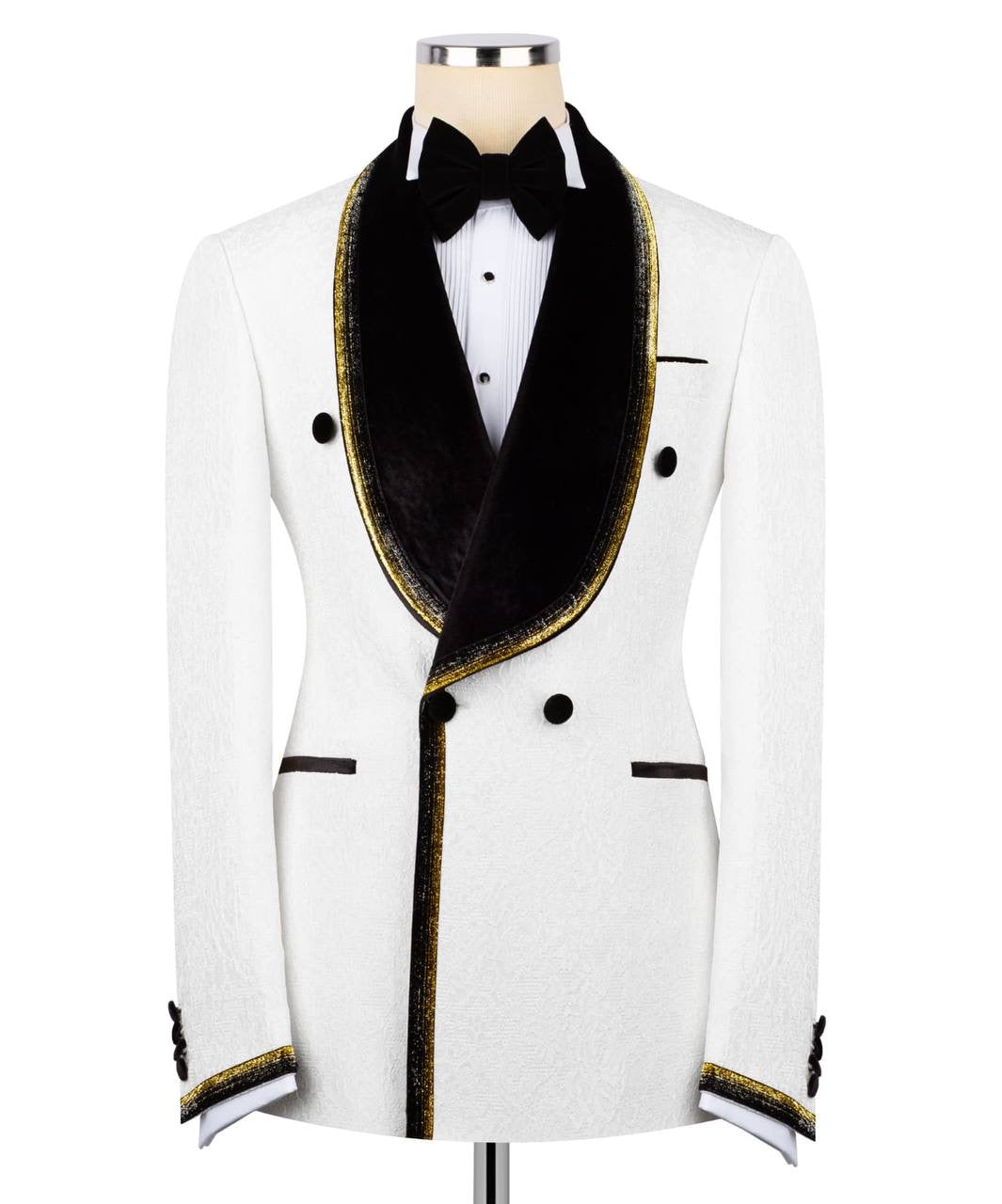 White Tuxedo with Custom Lapel Design
