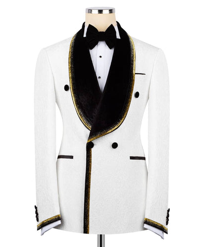 White Tuxedo with Custom Lapel Design
