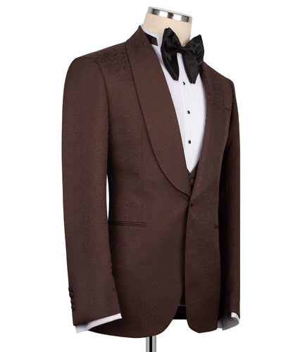 Textured Brown Tuxedo Set