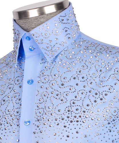 Crystal Embellished Blue Shirt