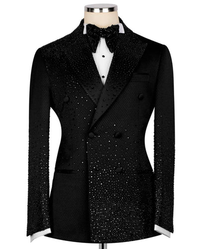 Stone Embellished Black Tuxedo