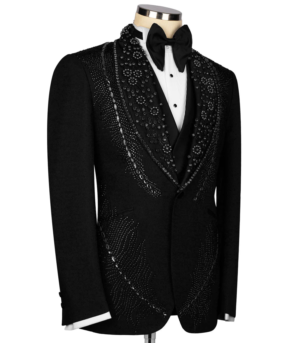 Black Stone Embroıdered Tuxedo