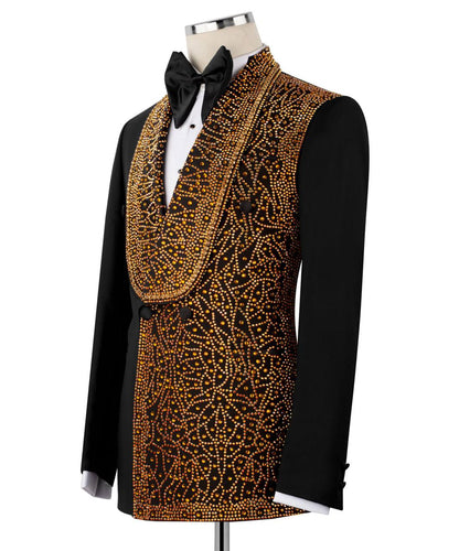Exclusive Stone Embellished Black Tuxedo