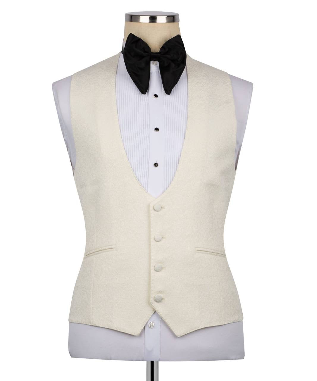 Textured Cream Tuxedo Set