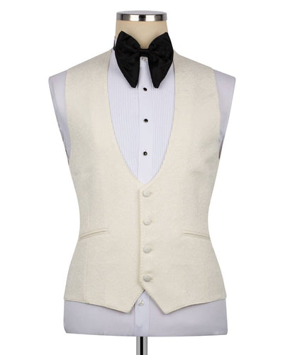 Textured Cream Tuxedo Set