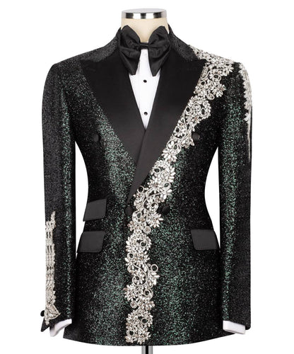 Shiny Tuxedo With Stone Embellished