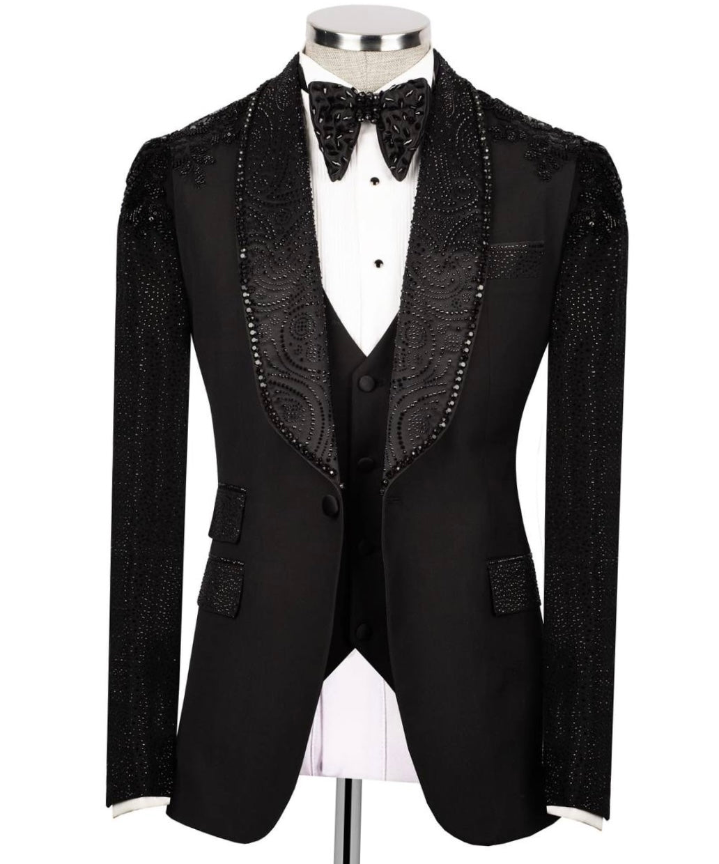 Black Tuxedo With Stone Embellished