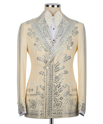 Double Breasted With Crystal Embroidered