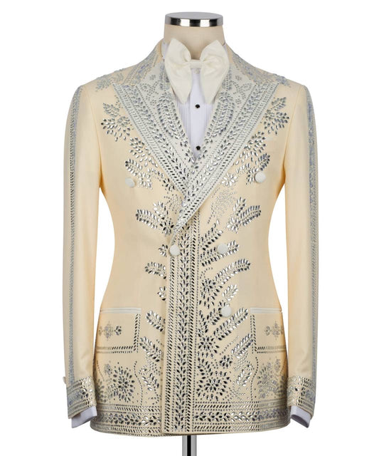 Double Breasted With Crystal Embroidered