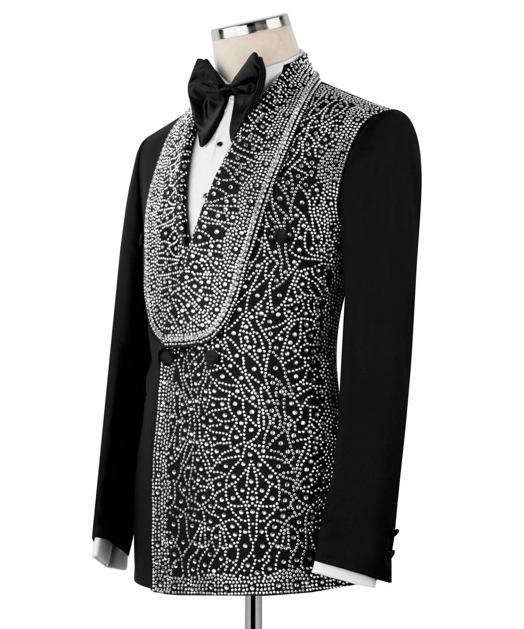 Exclusive Stone Embellished Black Tuxedo