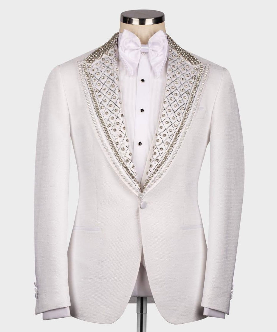 Crystal Embroidered White Tuxedo