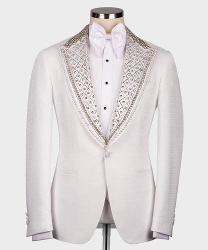 Crystal Embroidered White Tuxedo