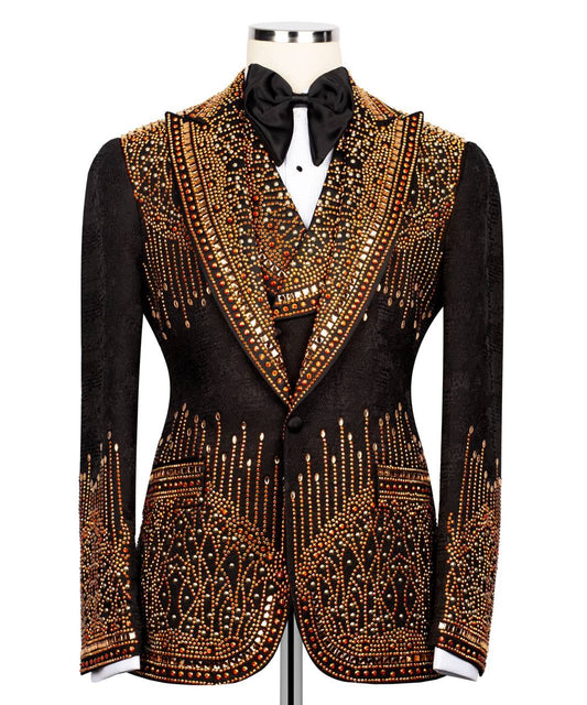 Exclusive Stone Embroidered Tuxedo Set