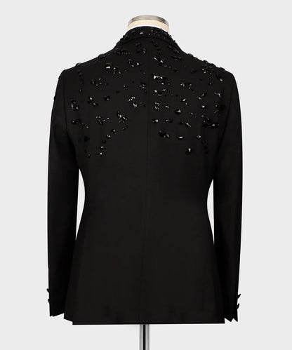 Exclusive Stone Embroidered Black Tuxedo