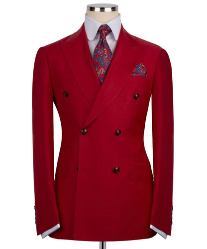 Red Double Breasted Formal Suit