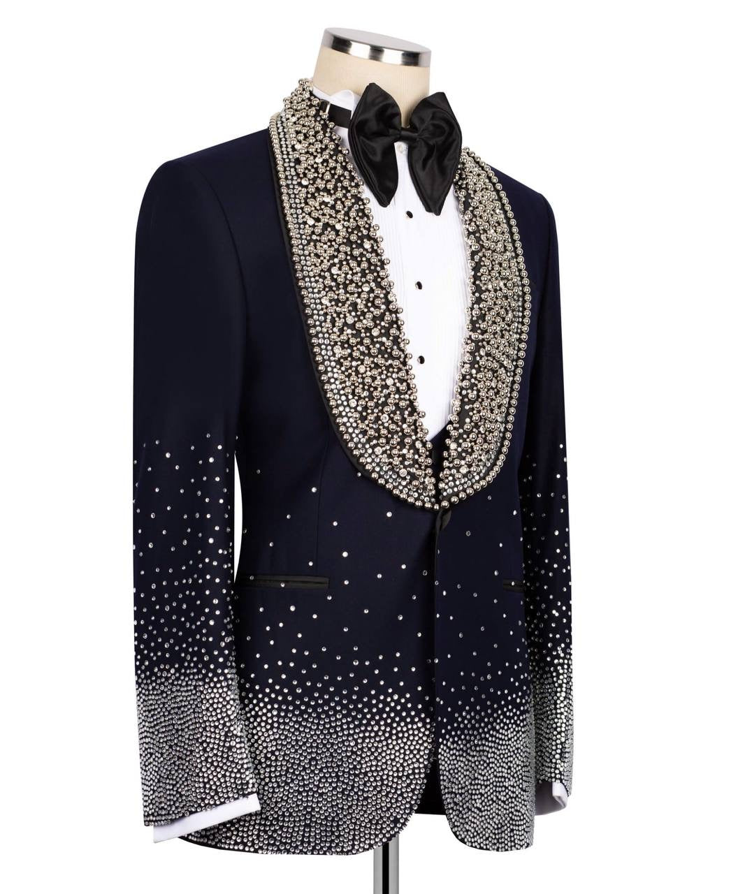 Custom Design Navy Blue Tuxedo