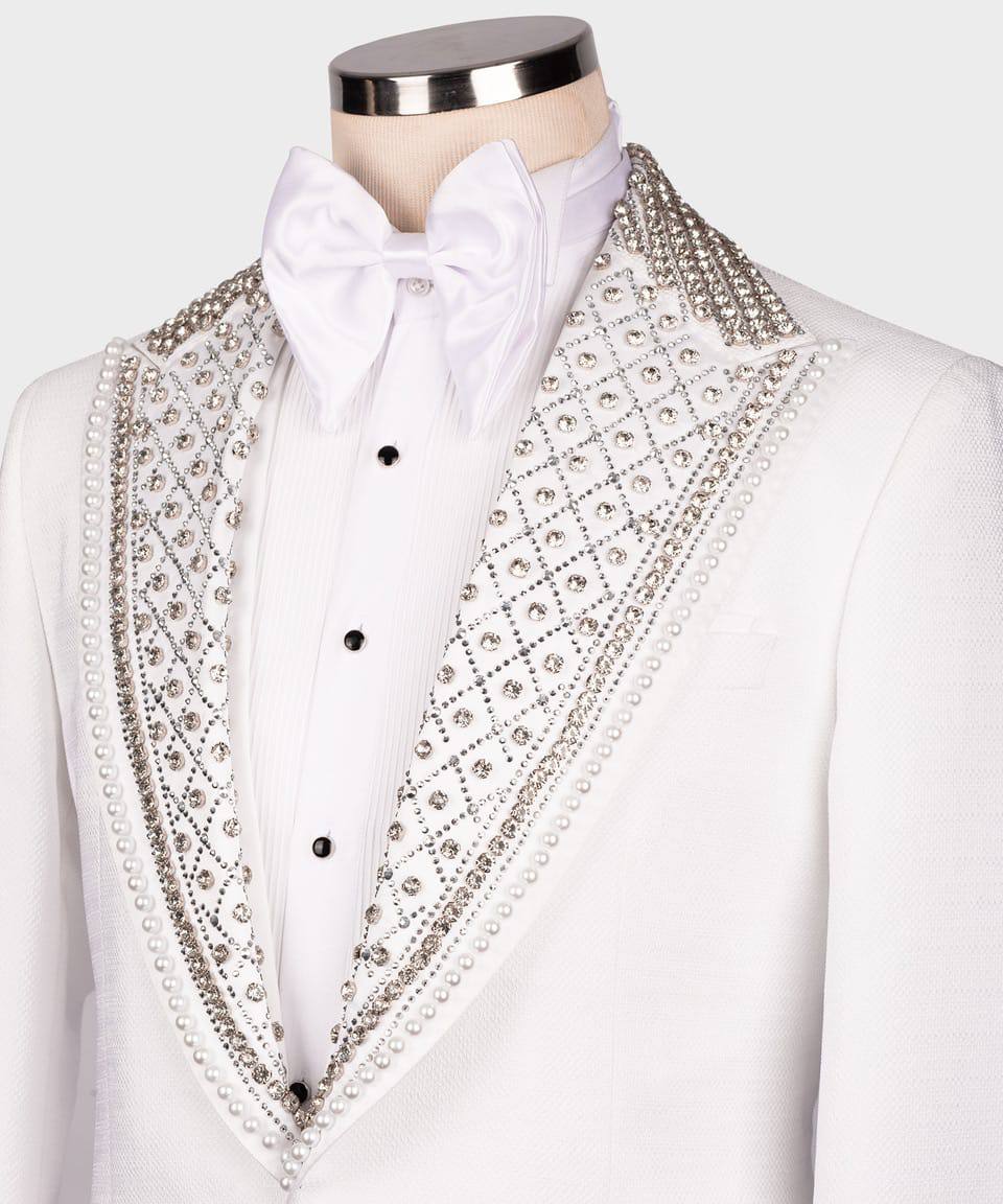 Crystal Embroidered White Tuxedo