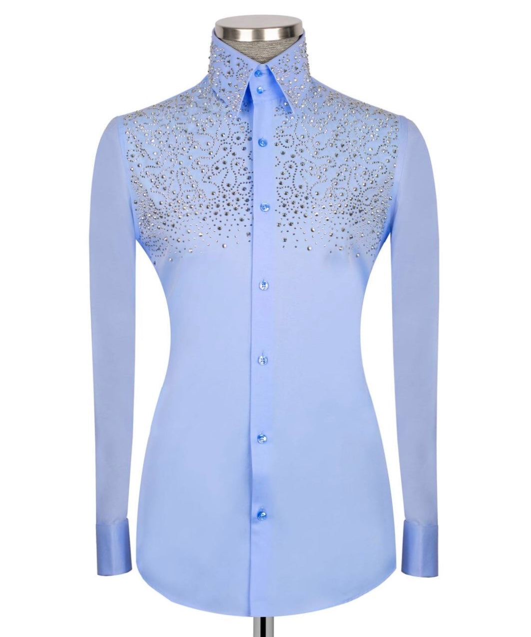 Crystal Embellished Blue Shirt