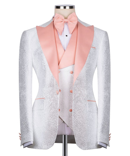 Patterned Tuxedo With Pink Collar