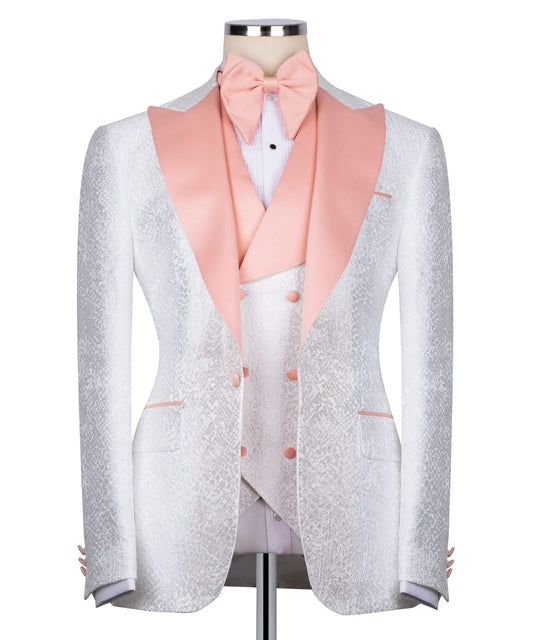 Patterned Tuxedo With Pink Collar