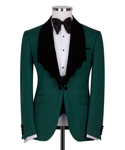 Green Stair-Step Collar Tuxedo
