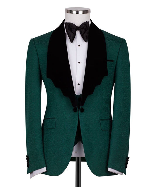 Green Stair-Step Collar Tuxedo