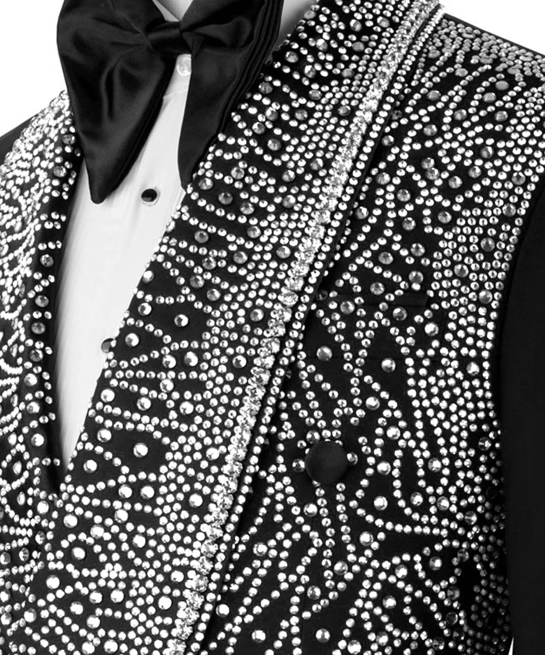 Exclusive Stone Embellished Black Tuxedo