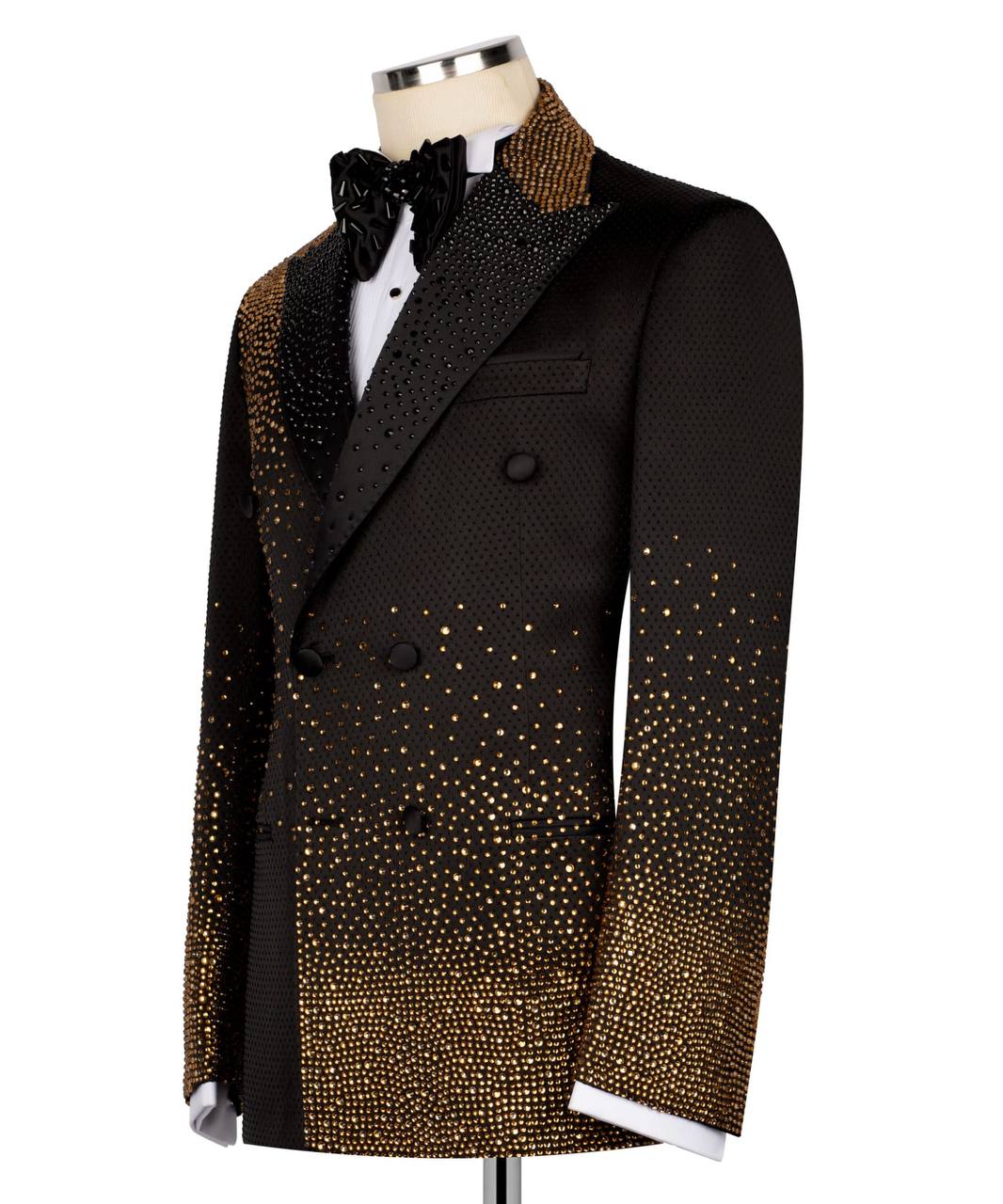 Stone Embellished Black Tuxedo