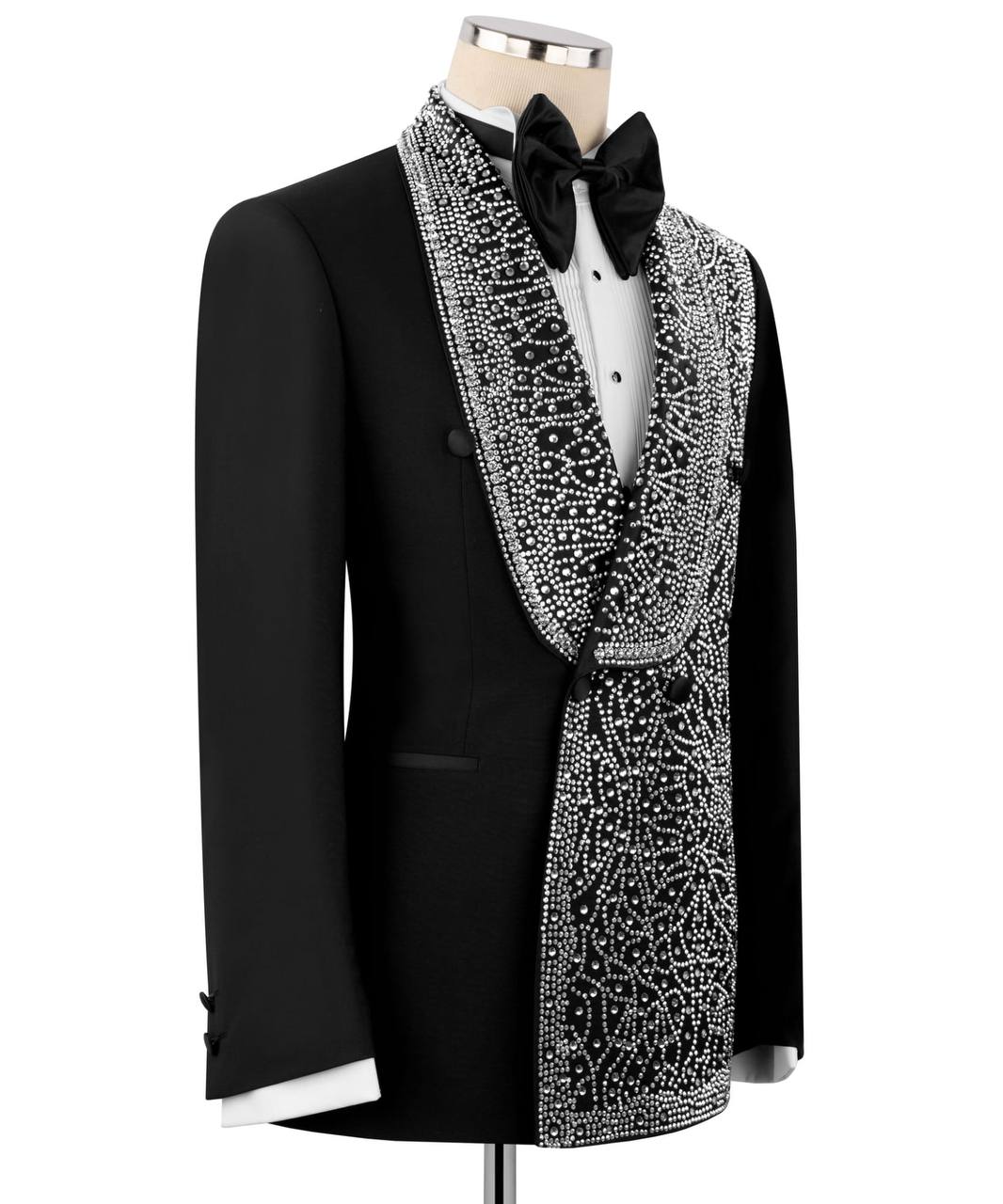 Exclusive Stone Embellished Black Tuxedo