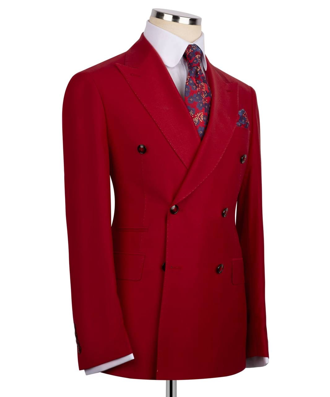 Red Double Breasted Formal Suit