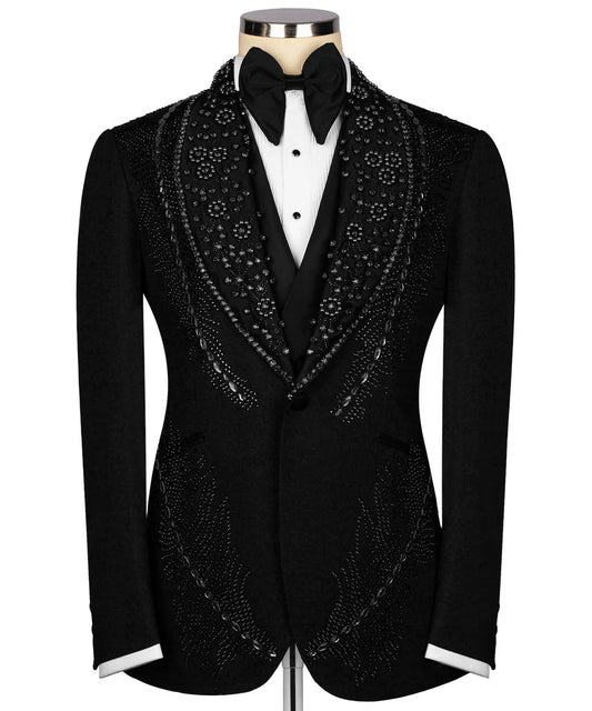 Black Stone Embroıdered Tuxedo