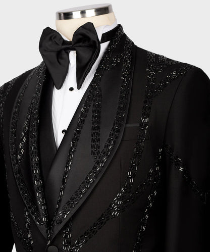 Custom Design Tuxedo With Stone Embroidery