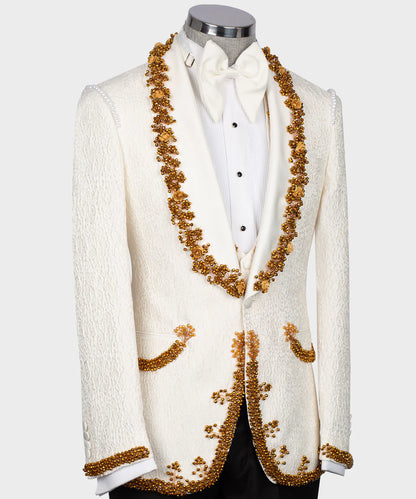 Gold Crystal Ornament Cream Tuxedo