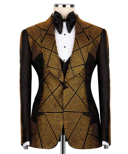 Geometric Pattern Crystal Embellished Tuxedo
