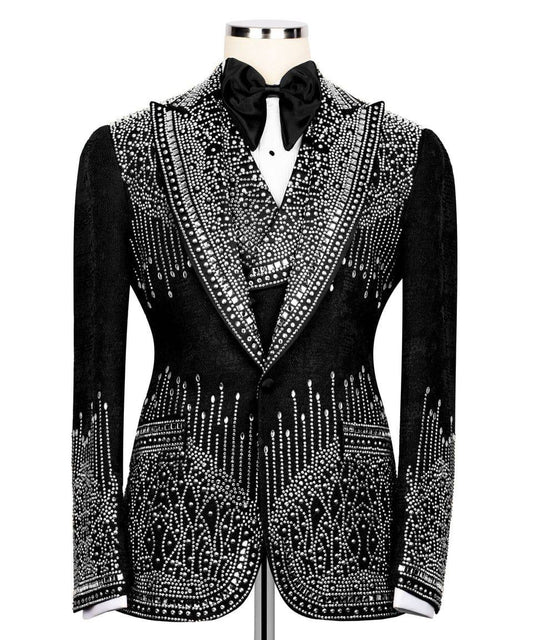 Exclusive Stone Embroidered Tuxedo Set