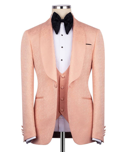 Textured Orange Tuxedo Set