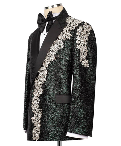 Shiny Tuxedo With Stone Embellished