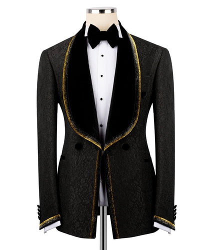Black Tuxedo with Custom Lapel Design
