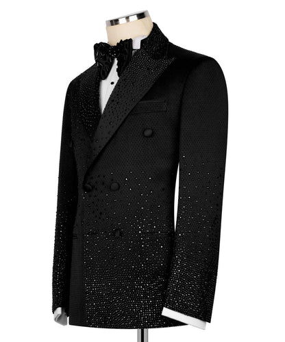 Stone Embellished Black Tuxedo
