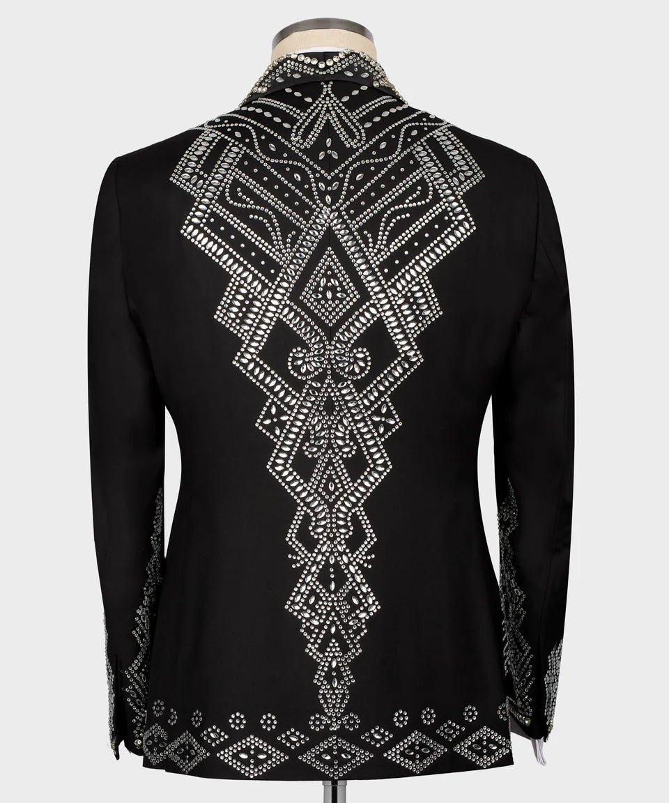 Custom Design Tuxedo With Stone Embroidery
