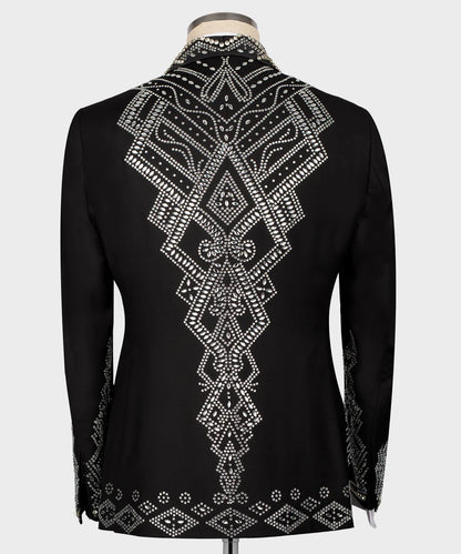 Custom Design Tuxedo With Stone Embroidery
