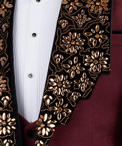 Staircase Lapel Stone Embellished Tuxedo