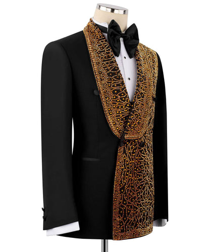 Exclusive Stone Embellished Black Tuxedo
