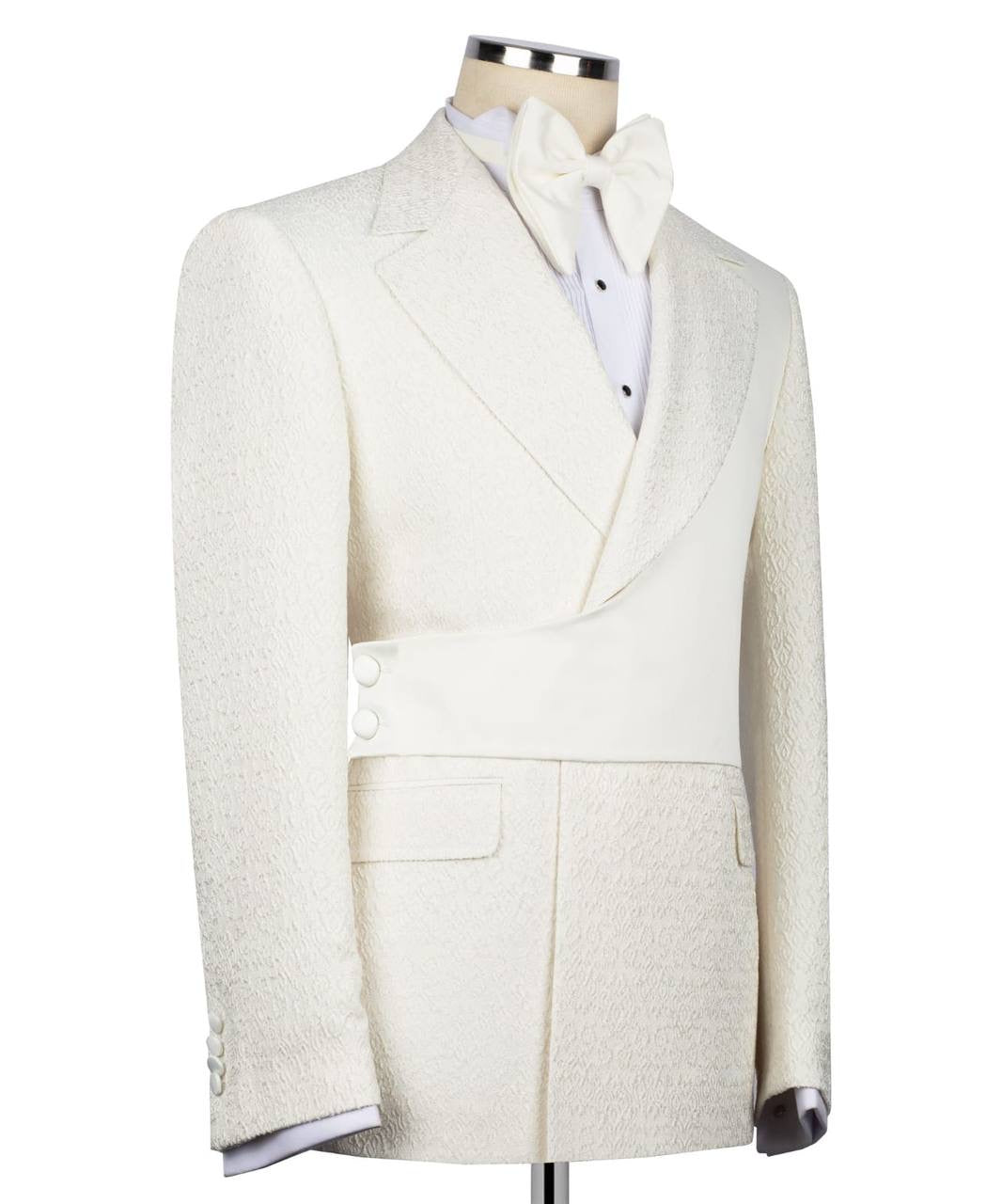 Custom Designed Tuxedo with Crossover Satin Panel