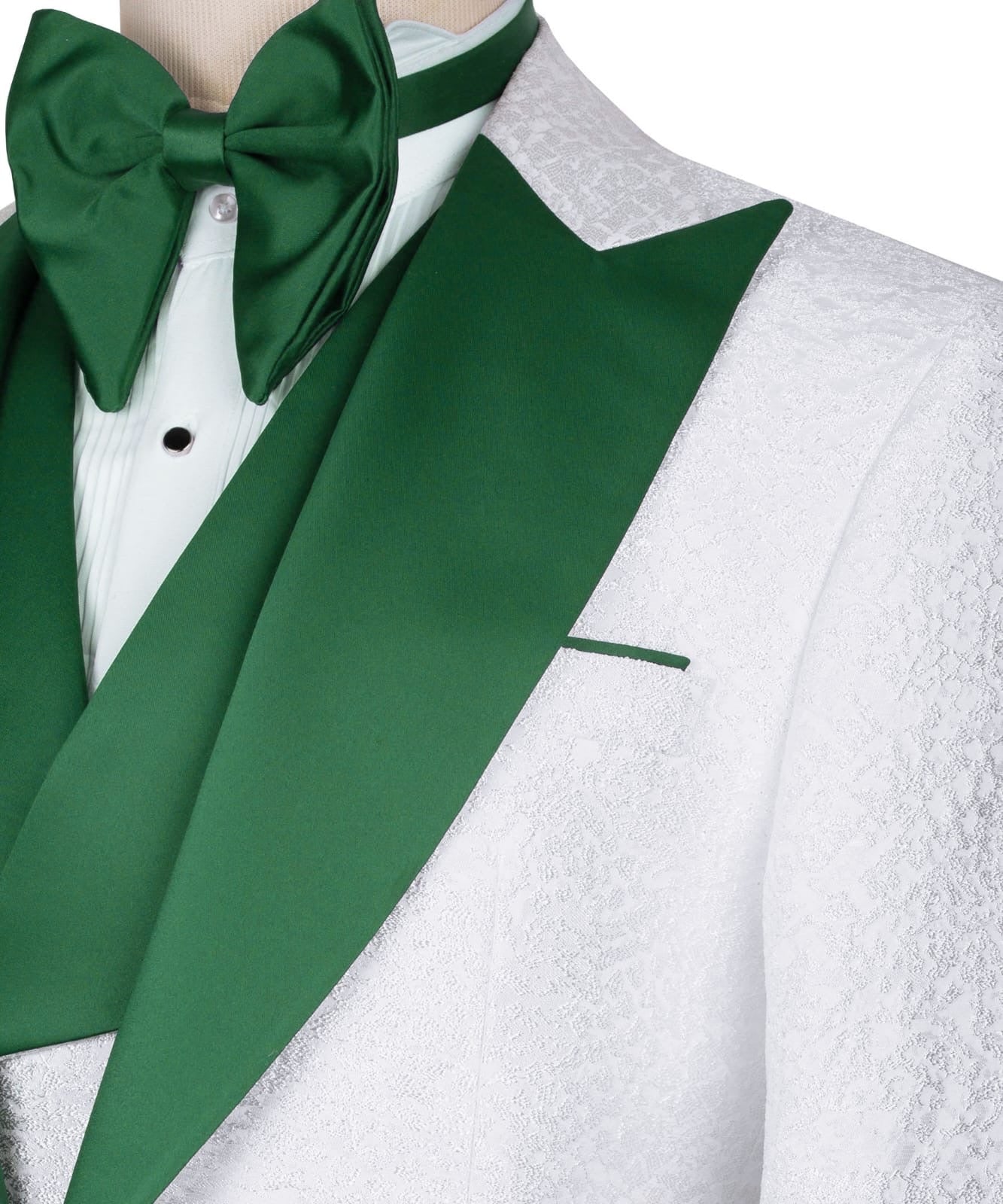 Patterned Tuxedo With Green Collar