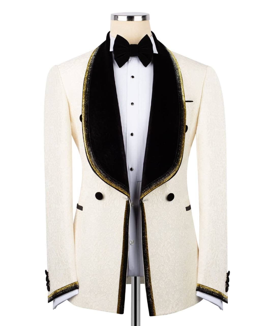 Cream Tuxedo with Custom Lapel Design