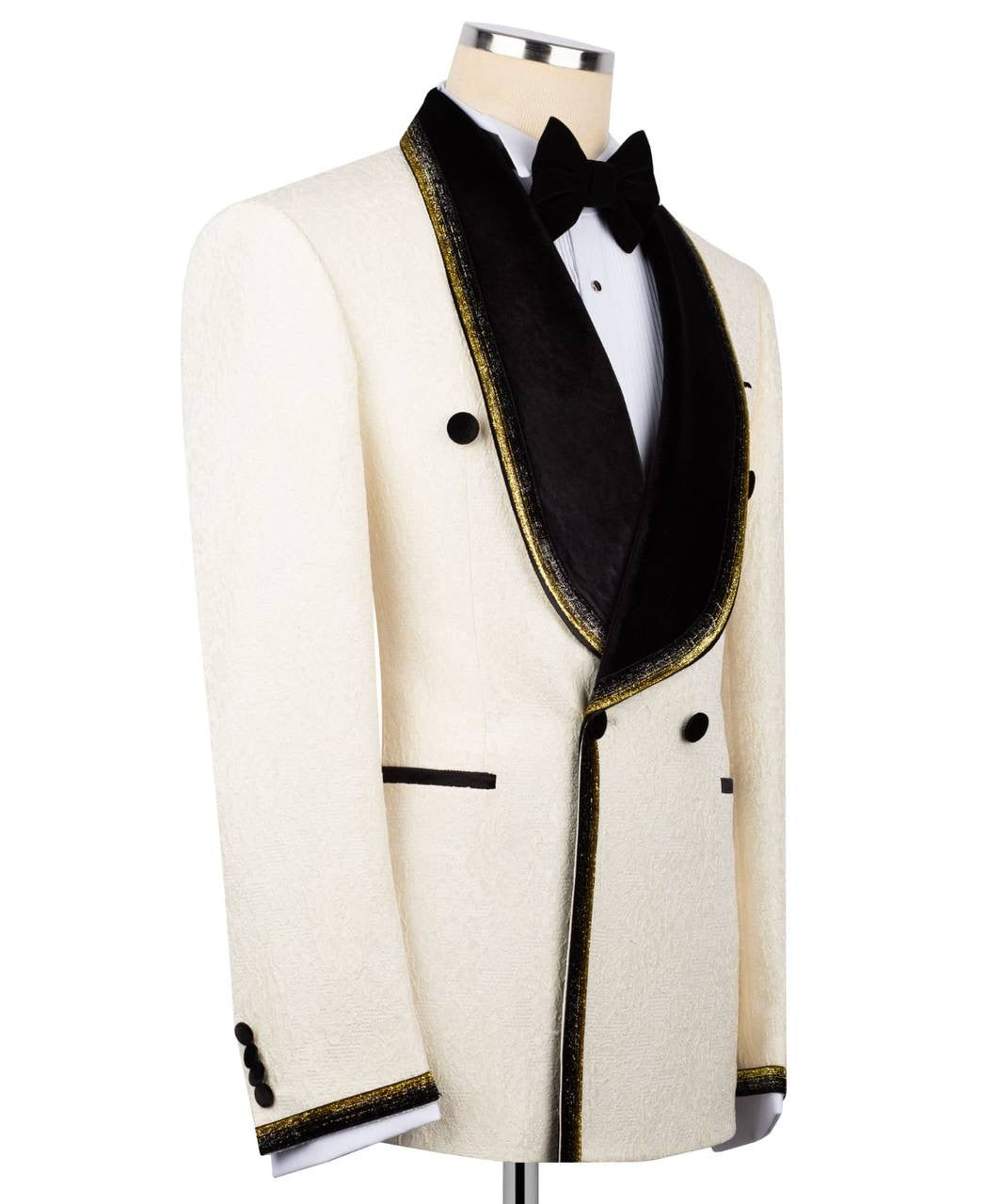 Cream Tuxedo with Custom Lapel Design