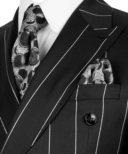 Pinstripe Double Breasted Black Suit
