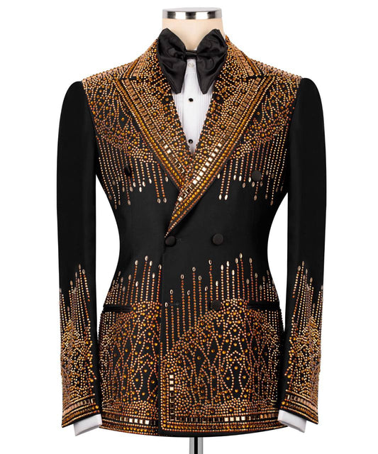 Double Breasted Crystal Embellished Tuxedo